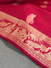 Saree Pure Bengal Handloom Authentic Baluchari On Premium Quality Bishnupuri Silk Dual Shade Crimson Festive Traditional Durga Pujo Diwali S10997 - Saree - Aakritee - S10997